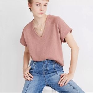 Madewell Ottoman Jacquard V-Neck Boxy Top